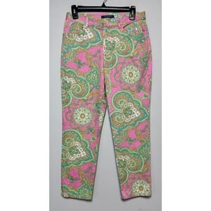 Vintage Y2K Ralph Lauren Paisley Pants Size 6P Hampton Style Preppy Coastal Chic